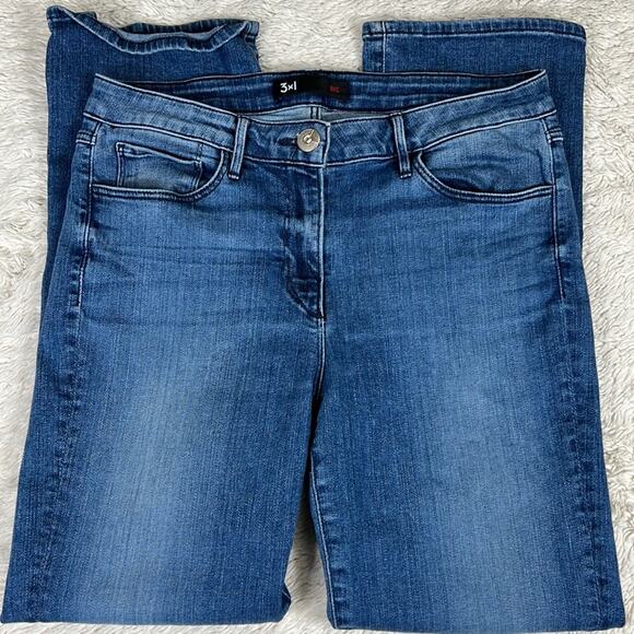 3x1 NYC Jeans Presley Side Ankle Zipper Blue Denim Cropped Boot Cut 28 - Picture 2 of 11